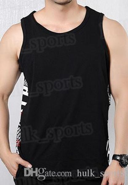 

45145 summer sleeveless sports and fitness vests men loose t shirt cotton running vest trend clothing bottom outsidse wear comfortable 50, Black;red