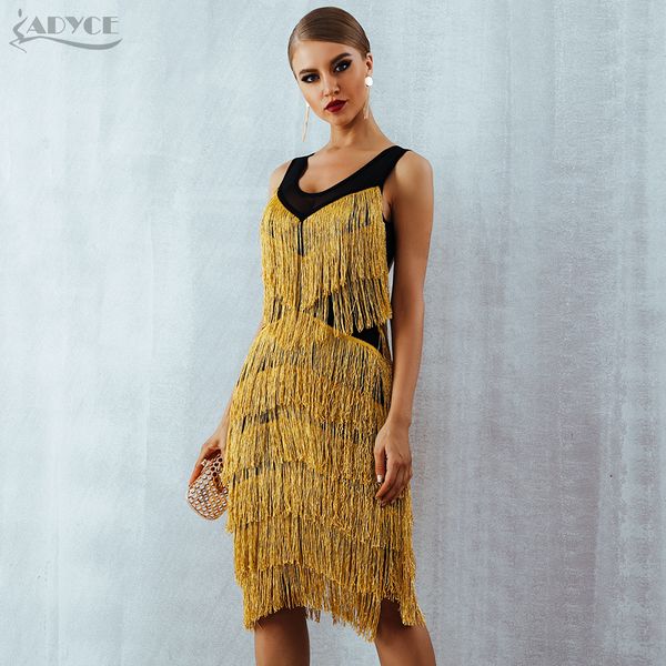 

ADYCE New Women Summer Bandage Dress Vestidos Verano 2018 Fringe Tassel Bodycon Dress Club Sexy Celebrity Evening Party Dresses