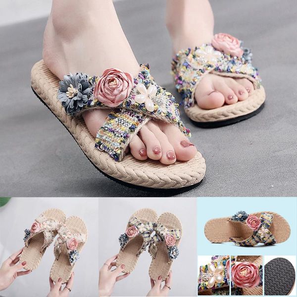 

women's summer bohemian clip toe flip flops non-slip flat slippers beach shoes fashion flower cross belt flat beach sandals, Black