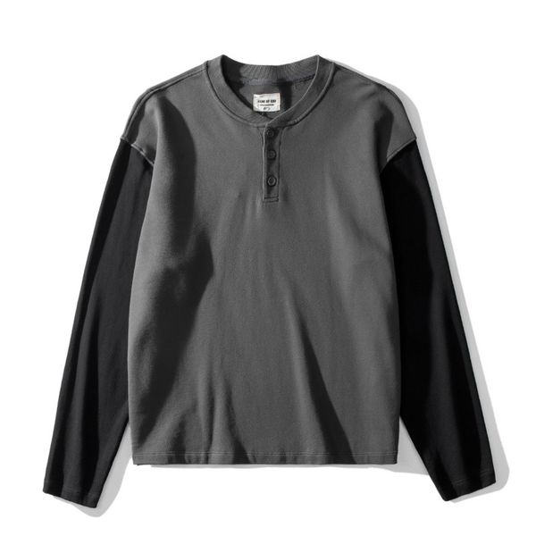 

3 цвета fog essentials mens конструктора футболка длинного цвет панели рукава matching вязаной хлопок half-отворот мода марка сыпучие casual, White;black