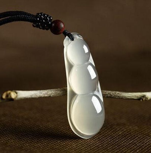 

натуральный лед белый халцедон богатые бобы крупные зеленые бобы мужская и женская пары нефритовая подвеска, Silver