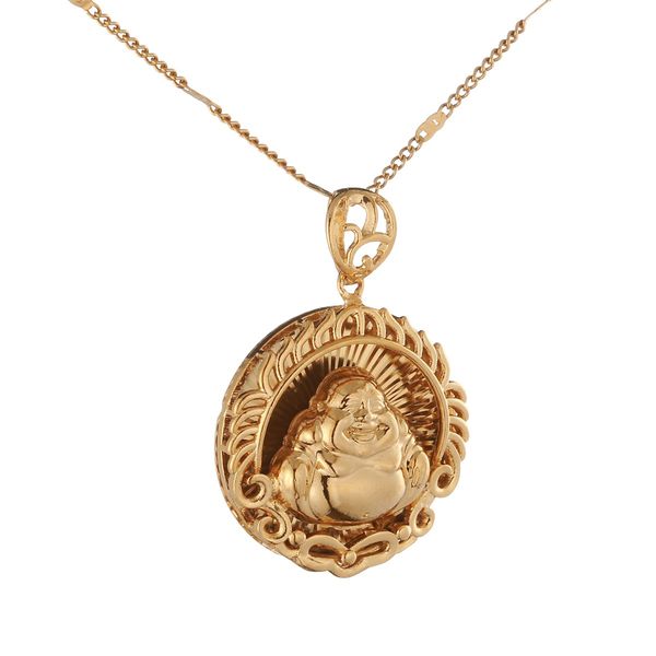 Collana piccola alla moda del buddismo per donna uomo Collana con ciondolo Buddha Maitreya in colore oro Benedica gioielli a catena