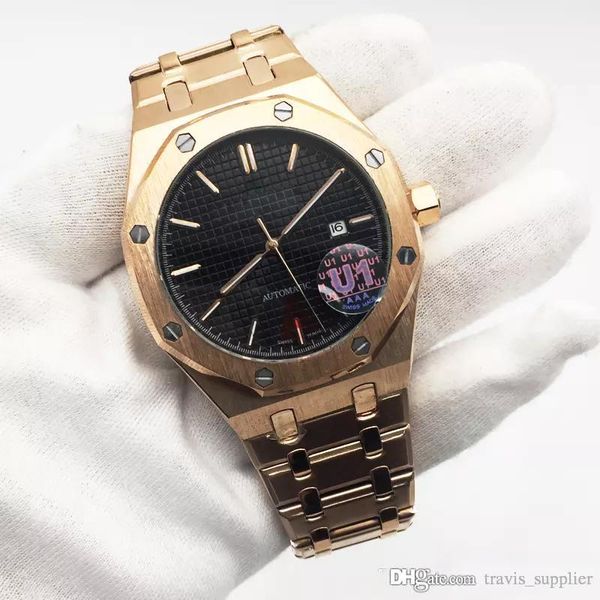 

2019 mens watch automatic mechanical royal oak rose gold stainless steel black dial men watches male wristwatch ing, Slivery;brown