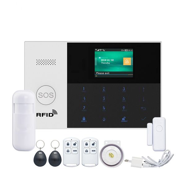 

wifi gsm gprs alarm system app remote control rfid card arm disarm with color screen sos button languages switchable