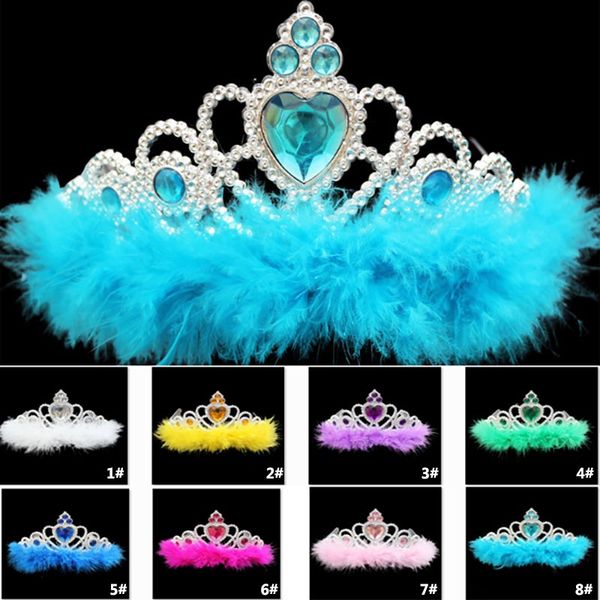 

cosplay costume princess crown hair accessories kids children feather girls rhinestone crown christmas halloween party movie xd20164