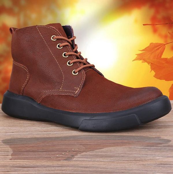 

осень зима внешней торговля высоких - топ мужской обувь досуг толстой кожи - подошва британского шнуровка с различным удобной модой martin, Black