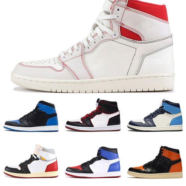 

jumpman 1s men women basketball shoes 1 mens trainers bloodline royal blue fearless bred obsidian unc fashion sports sneaker #743