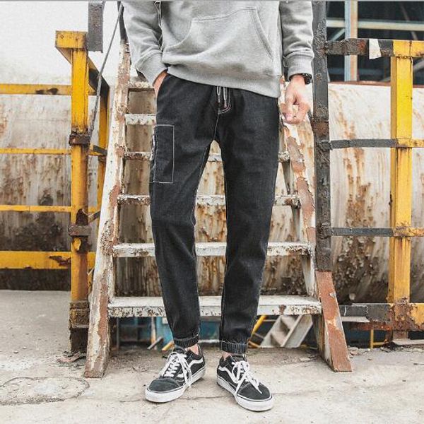 

18ss new fashion high street style harlan mens jeans male summer pants wash loose-footed casual pants -5xl, Blue