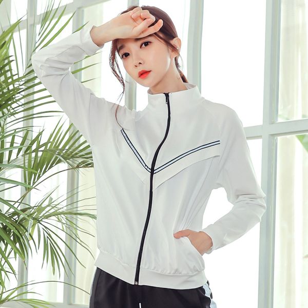 

yoga sports jackets women's new products running quick-drying clothes gym loose fashion breathable jacket, Black;red