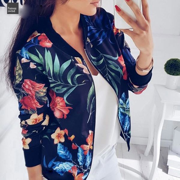 

jacket women coat floral print up casual zipper coat autumn long sleeve outwear women jacket bomber famale 5xl, Black;brown
