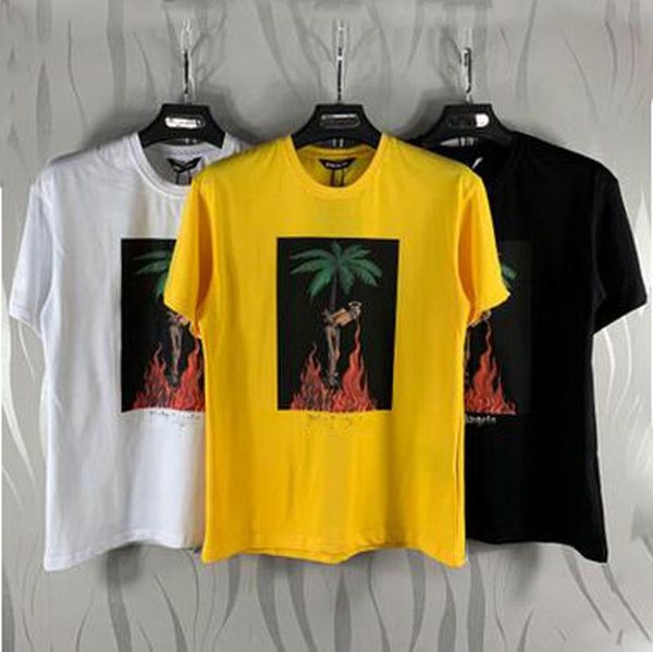 

2020 new arrival palm printed t-shirt men designer coconut flame skull printed angels t shirts summer casual short sleeve street hip hop, White;black