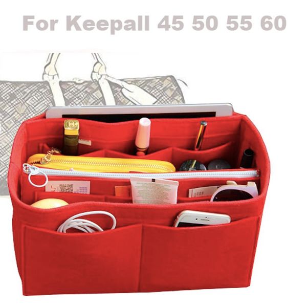 

for [keepall 45 50 55 60]3mm felt handbag organizer bag in bag tote organizer insert diaper(w/detachable zip pocket)