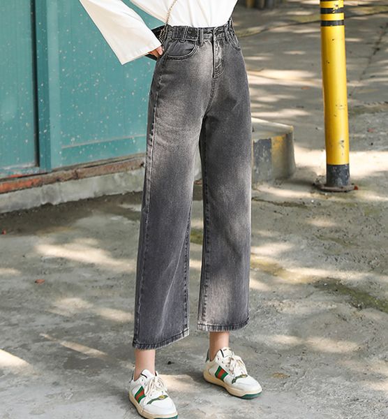 

light grey harlan female loose jeans straight student leisure, Blue