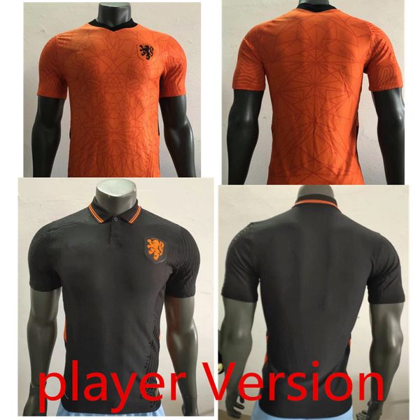 

20 21 player version netherlands home virgil memphis soccer jerseys 2020 men orange holland de ligt de jong away black football uniforms, Black;yellow