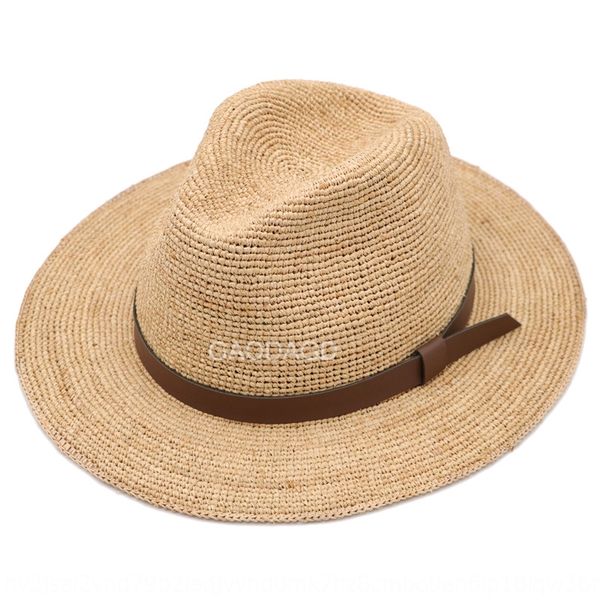 

panama lafite men's sun-proof and uv-proof straw handmade hat women's straw hat, Blue;gray