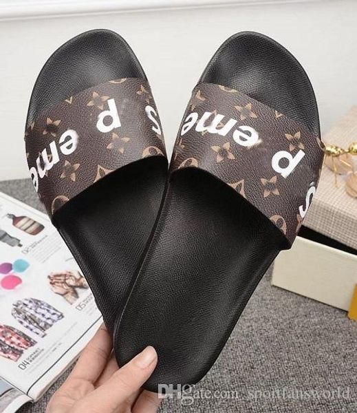 

2019 r сандалии с коробкой размер 35-46 мужчины женщины тапочки скольжения кожаные тапочки с оранжевой коробке роскошные тапочки, Black