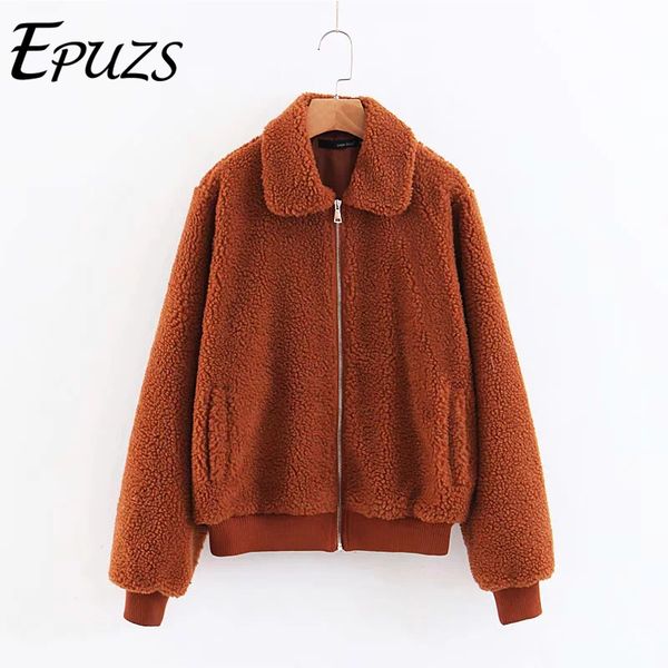 

winter faux fur coat and jackets women teddy jacket streetwear long sleeve warm fur jacket overcoat 2019 winter coat women, Black