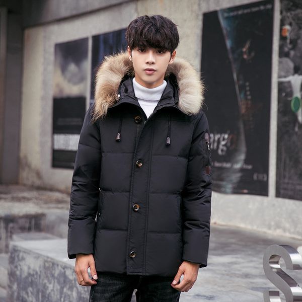 

new arrival winter white duck down hooded jackets men,male hooded parkas winter coat men clothes, Black