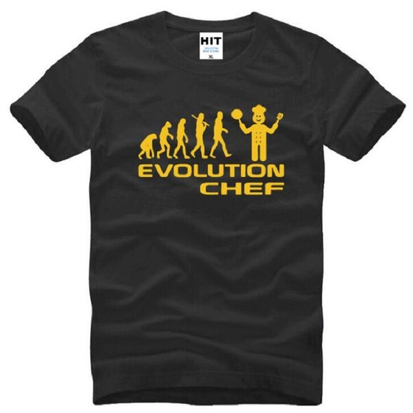 

шеф-повар эволюция кулинария забавный мужчины футболки новое лето с коротким рукавом o-образным вырезом хлопок прохладный эволюция футболка, White;black