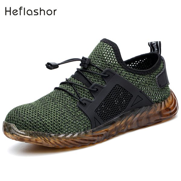 

heflashor dropshipping indestructible ryder shoes men women steel toe air safety boots puncture-proof work sneakers breathable, Black