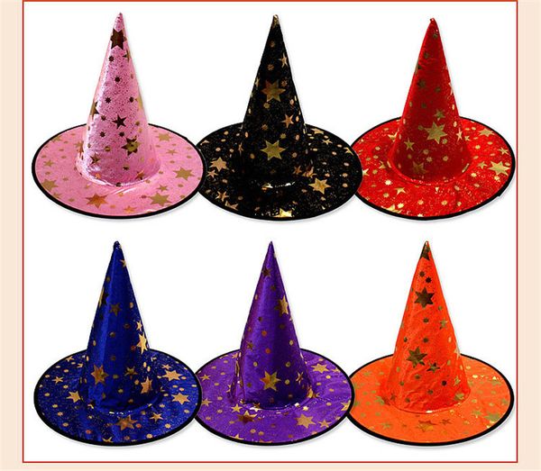 

halloween hat children masquerade dress up gold pentagram magic witch hat witch hat fashion party accessories, Blue;gray