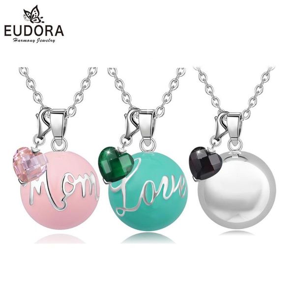 

eudora new pink/ green/silver color harmony bola ball pendant necklace with heart crystal charm pregnancy ball choker jewelry