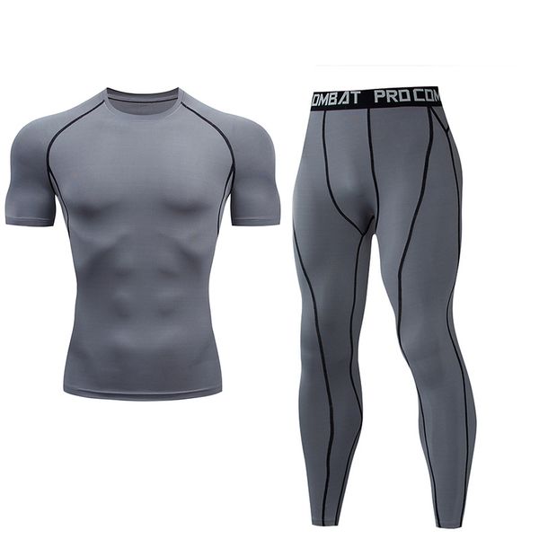 

gym clothing arrival quick dry fitness tights running set men sport suit training sports man's compression sportswear, White;black