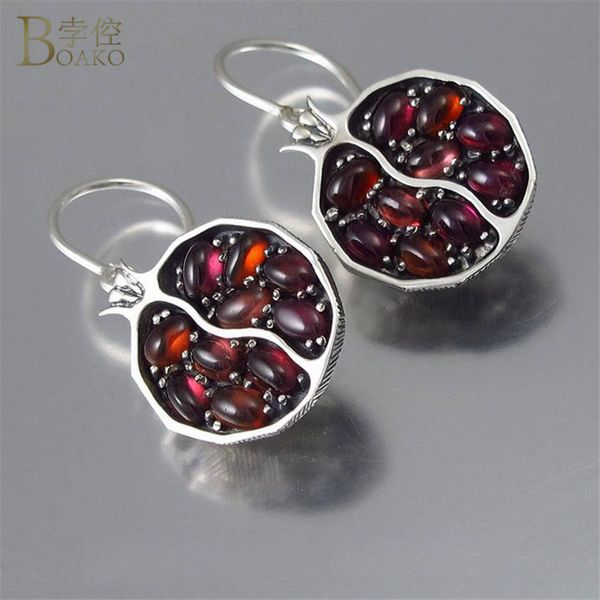 

серьги серебряный гранат красный циркон камень гранат серьги для женщин свадьба обручальное мотаться этнические украшения, Silver