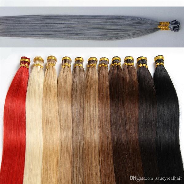 

хорошее качество 8a 1g / s 100g / lot pre-bonded fusion i-tip наращивание волос 16"-24" non-remy прямые волосы 100 грамм бразильские наращив, Black