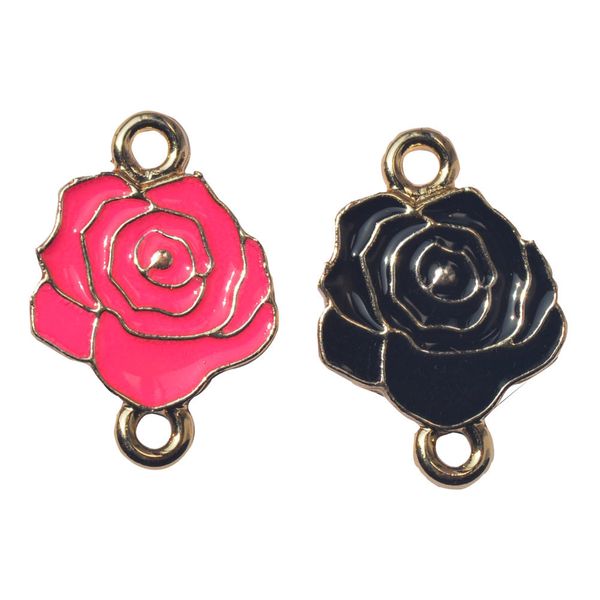 

20pcs 21*14mm gold enamel color rose flower connector charms floral metal pendants for bracelet necklace earring diy jewelry, Bronze;silver