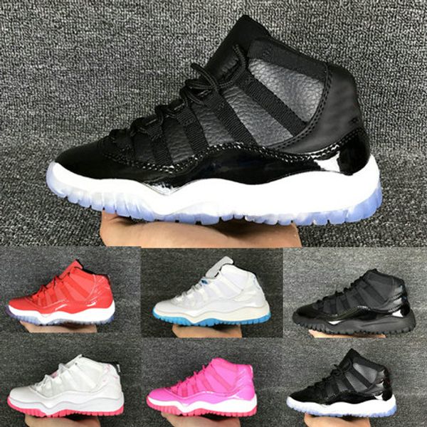 

2019 new 6 color model kids 11 shoes children basketball shoes boy girl 11s sports shoes toddlers training sneakers high quality, Black