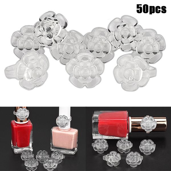

50pcs rose shape nail polish display ring transparent color display tool qs888