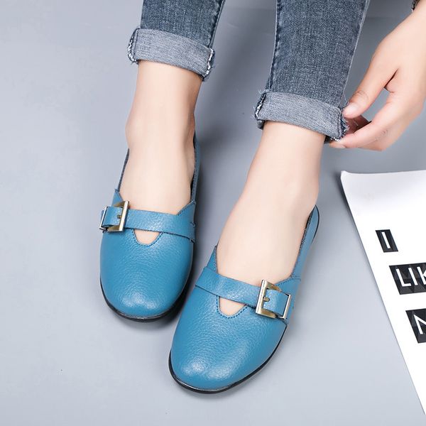 

elegant woman loafers female buckle flats ladies casual shallow comfortable mom shoes women's sewing women footwear plus size 44, Black
