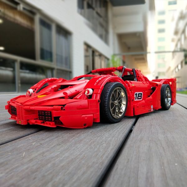

13085 remote control electric appmoc technology f laley fxx red sports car car assembly building blocks toys