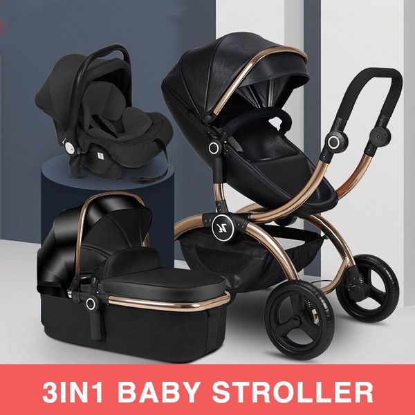 

eu high landscape baby stroller can sit reclining lightweight folding gold frame 3 in 1 royal pram newborn baby carriage