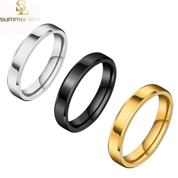 

new arrival 4mm gold silver black tungsten stainless steel rings for women men simple glossy engagement rings fashion jewelry gift, Golden;silver