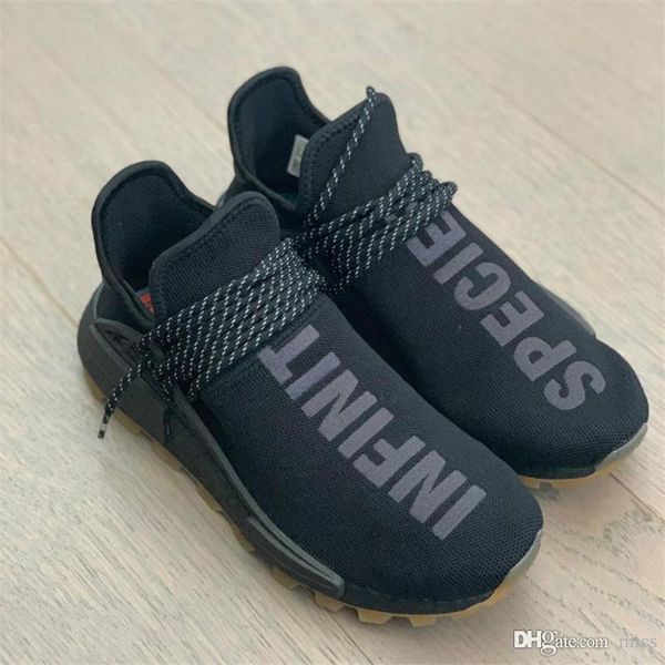 

pharrell williams prd hu trail human race men women running shoes eg7836 core black utility black gum pack yellow white with box, White;red