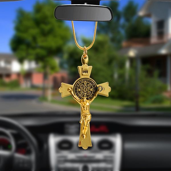 

car pendant zinc alloy jesus cross christian religion jesus crucifix figurine hanging ornament for auto interior rearview mirror