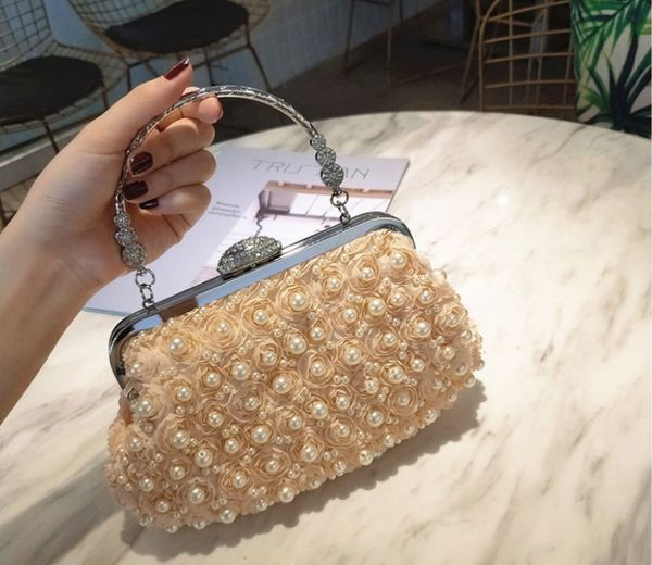 

elegant party pearl banquet clutch bag bridesmaid women's evening handbag diagonal chain small shoulder bag