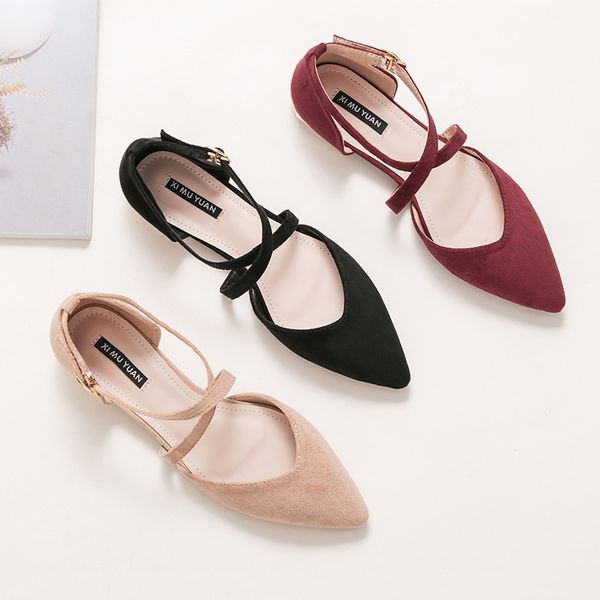 

autumn women cross women's shoes shallow mouth pointed toe flats casual female sneakers fall big size dress new nurse basic, Black