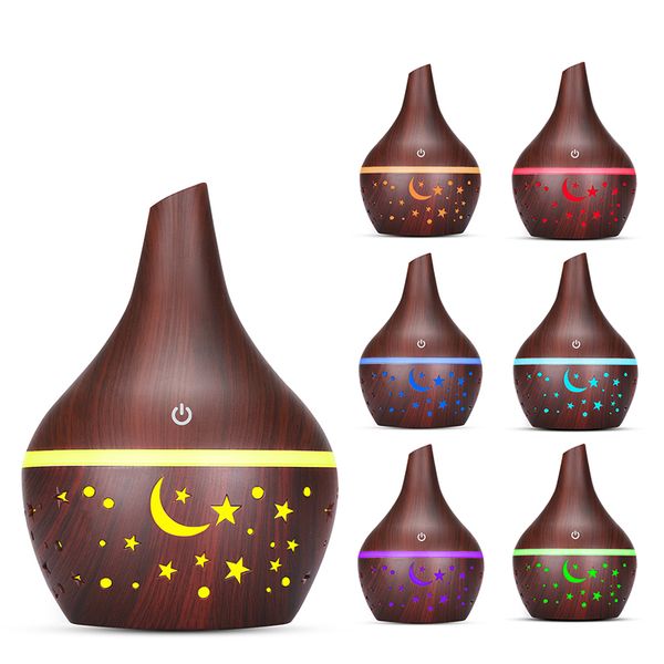 

300ml air humidifier usb wood grain 7 colors moon light electric aroma air diffuser home aromatherapy mist maker mini purifier humidifier