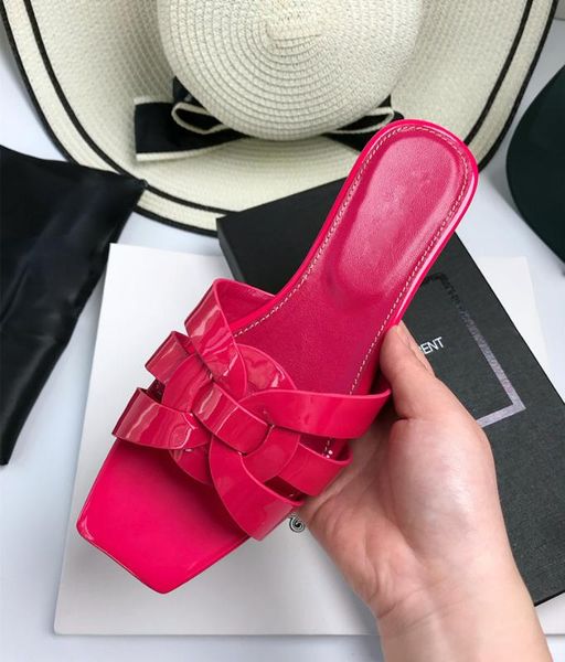 

brand designer fashion leather slippers women's summer flat heel women's shoes luxury classic sandals, Black