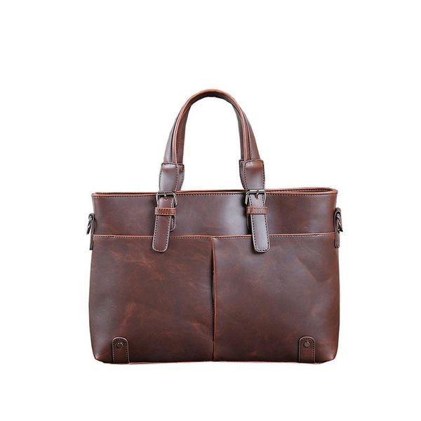

2019 new fashion male business briefcase pu leather vintage men's messenger bag large capacity shoulder laphand bag