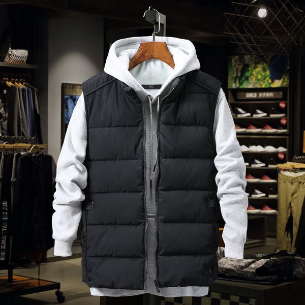 

plus size 4xl 5xl 6xl 7xl men winter waistcoat solid color 78, Black;white