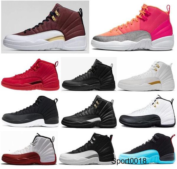 

12 12s game ball punch gym red wntr winterized basketball shoes men cherry playoff taxi the master black nylon sneakers with box
