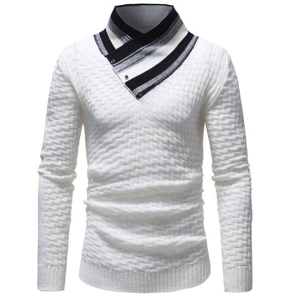 

new classic diamond men's casual fit pullover high neck sweater, White;black