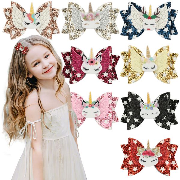 Ragazze Ali d'angelo Archi per capelli Fermagli per capelli glitter lucidi Simpatico cartone animato corno di cavallo Forcine per feste Copricapo per bambini Barrette Accessori per capelli M831