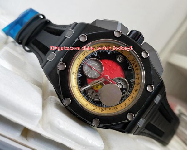 

items n8 maker 44mm offshore black pvd case 26290io.oo.a001ve.01 rubber bands vk quartz chronograph working mens watch watc, Slivery;brown