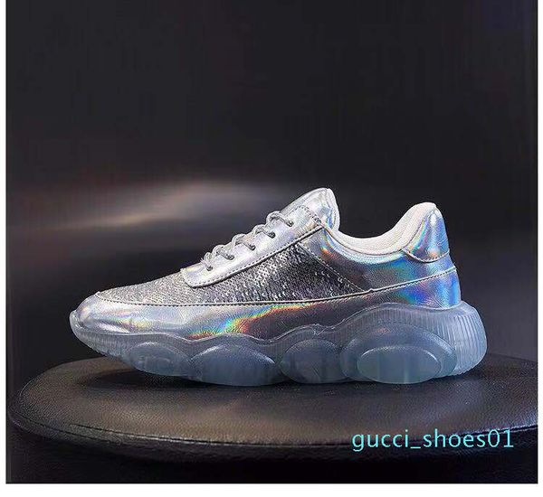 

net red sports little bear shoes 2019 autumn new korean version versatile colorful jelly shoes crystal bottom summer daddy female tren 01g, Black