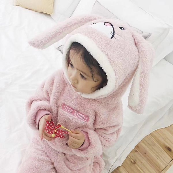 

2019 autumn and winter new childrens childrens cartoon cute home service men and women baby arctic velvet suit